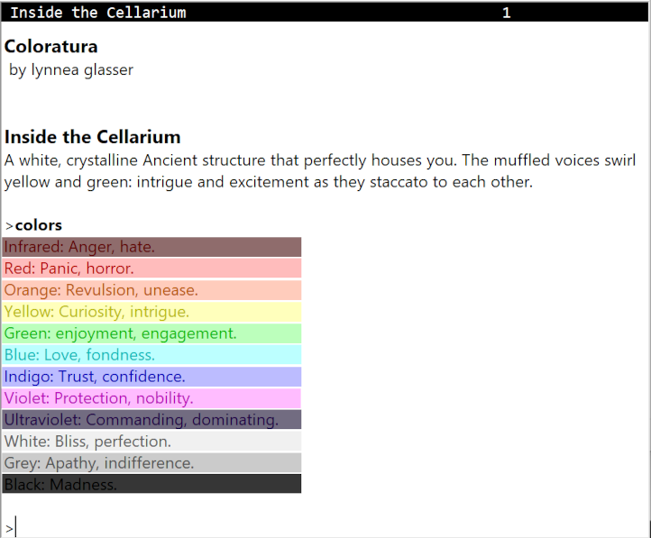 explanation of the Coloratura emotional spectrum, from infrared to ultraviolet.