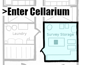 Map centered on Survey Storage with the caption, '>Enter Cellarium'.